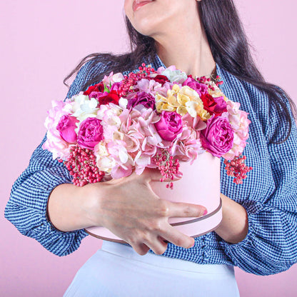 Flower Arrangement in a Round Box