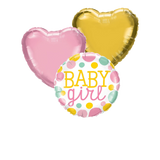 Baby Girl Foil Ballon Dots with Heart Shape Ballon Bouquet