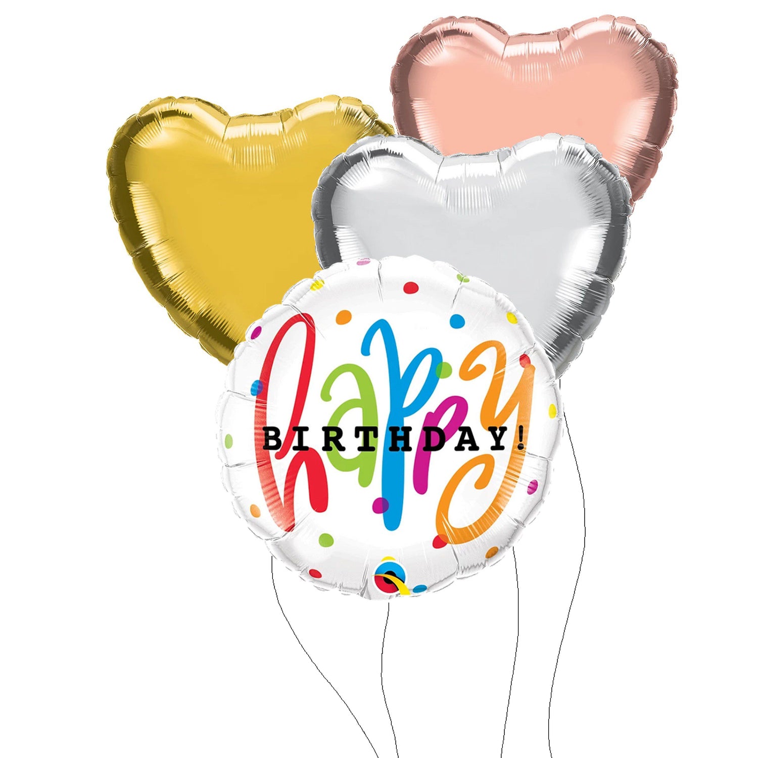 Happy Birthday Dots Balloon with Heart Shape foil ballon Bouquet