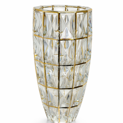 Amber Grid Textured Glass Vase