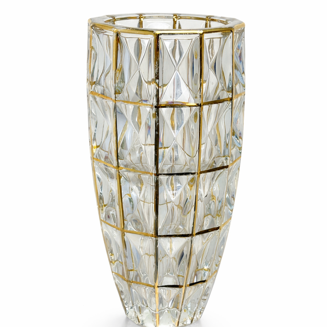 Amber Grid Textured Glass Vase