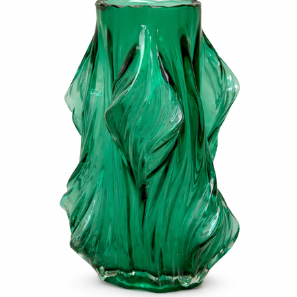 Emerald Sculpted Glass Vase