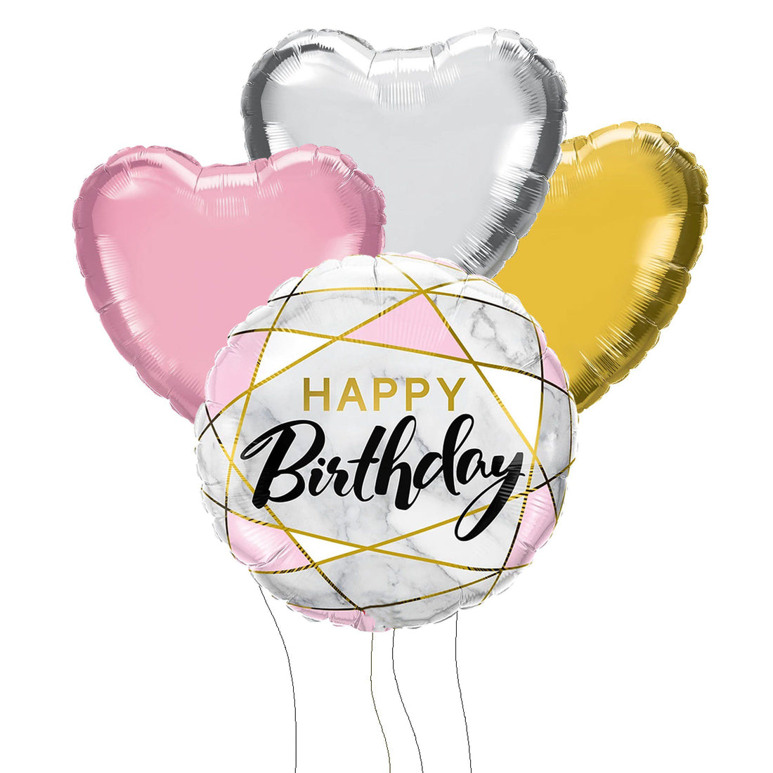 Birthday Marble Rectangles Balloon with Mix color Heart Ballon Bouquet