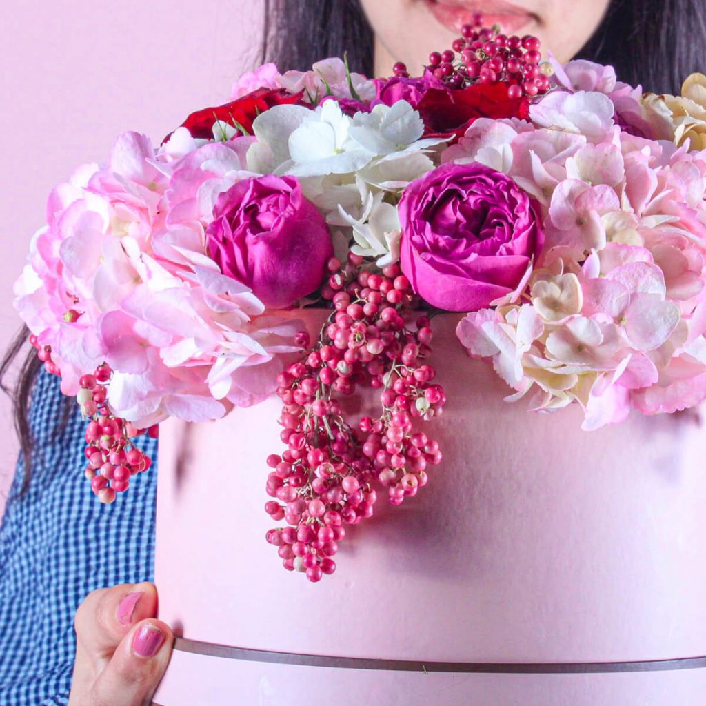 Flower Arrangement in a Round Box