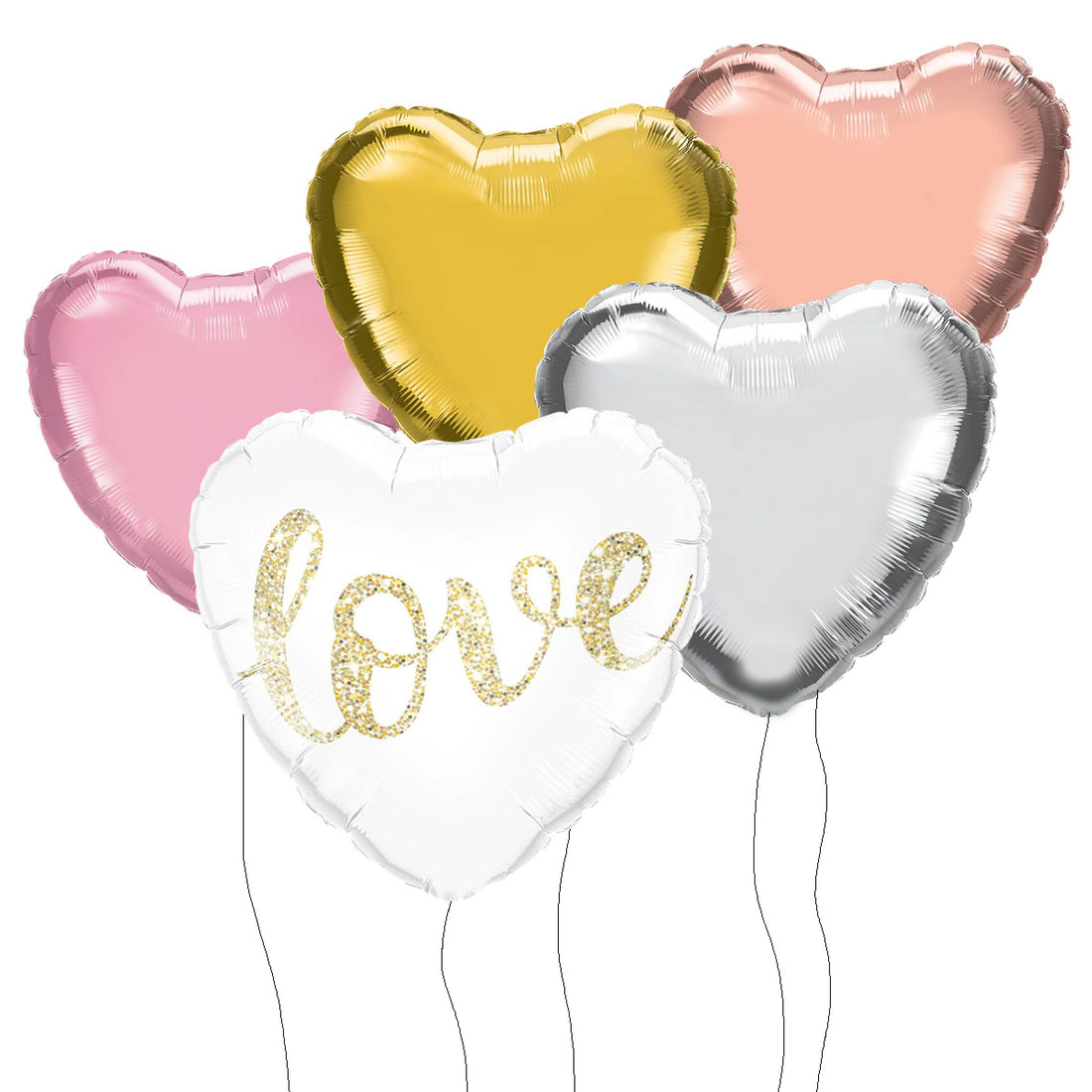 Love Glitter Gold Balloon and Heart shape mix color foil ballons Bouquet